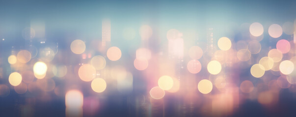 Abstract blurred night street lights background. Defocused image of a city street at night.