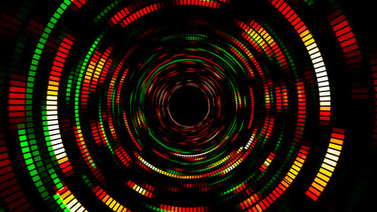 Poster - Abstract digital background. Big data visualization. Circular rotations of fantasy circle of colorful particles, beautiful color spiral, elegant particle background video. Rainbow 4k animation.