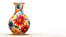 Painted Vase On White Background Generative AI
