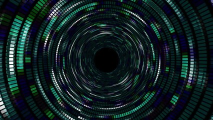 Poster - Abstract digital background. Big data visualization. Circular rotations of fantasy circle of colorful particles, beautiful color spiral, elegant particle background video. Rainbow 4k animation.