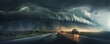 © Sabrewolf - Start supercell storm at sunset light. tornado super strong wind the element.