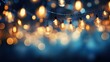 christmas holiday illumination and decoration concept - christmas garland bokeh lights over dark blue background