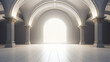 Architecture interior background glowing empty arched pass. generative ai