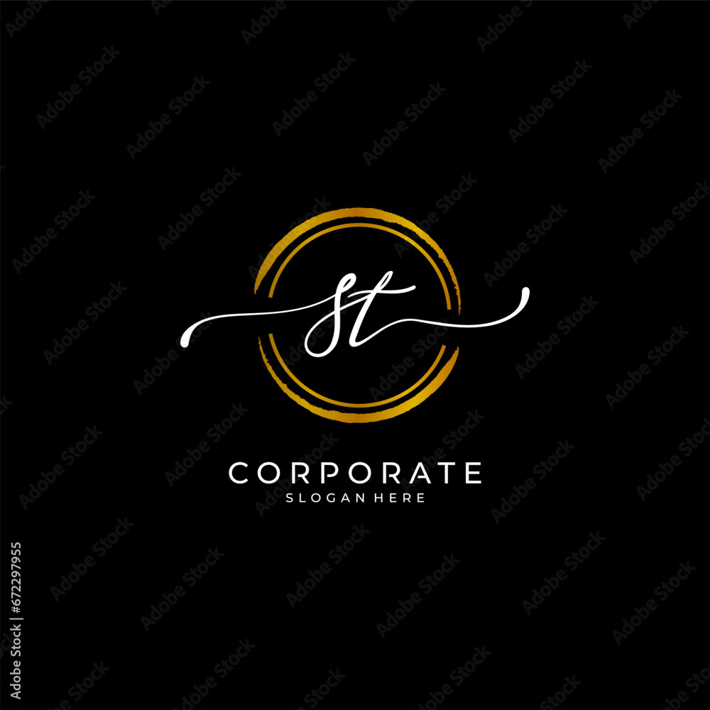 ST initial handwriting logo. Monogram letter signature vector Stock ...