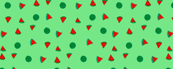 Wall Mural - pattern with watermelon hand drawing  vvector background.