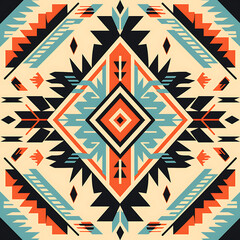 Wall Mural - Aztec navajo ethnic Geometric seamless pattern tribal.  generative ai