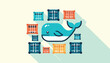 Containerization Concept with Docker Whale Vector