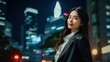 © ETAJOE - Confident asian businesswoman at city, Beautiful businesswoman for building background