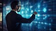 © ETAJOE - Businessman touching screen connect to data information Technology concept
