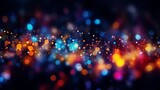Fototapeta  - Abstract Colorful Neon bokeh Christmas texture. Sparkling blur holiday City light. Christmas new year eve blurred background. Disco music bright glow design.