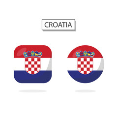 Flag of Croatia 2 Shapes icon 3D cartoon style.