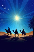 Silhouette Of The Three Wise Men On Camels