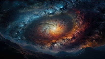 Wall Mural - AI generated illustration of a star-filled galaxy and ethereal nebula