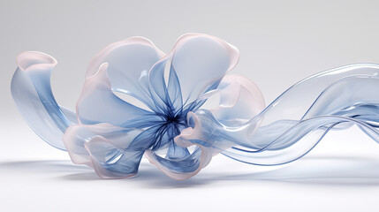 Wall Mural -  a blue and white flower with a long tail of smoke.  generative ai