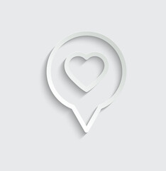 Poster - map point with a heart icon.   love sign valentines day icon