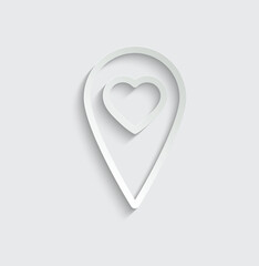 Poster - map point with a heart icon.   love sign valentines day icon