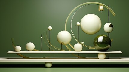 Wall Mural - A mesmerizing fusion of nature and modernity, this indoor sculpture boasts a spherical form adorned with ethereal white and vibrant green, inviting the viewer into a world of captivating wall art