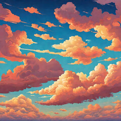 Wall Mural - clouds in the sky illustration 