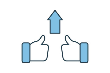 Poster - thumbs up Icon related to Feedback and Review. suitable for web site, app, user interfaces, printable etc. Solid icon style. Simple vector design editable