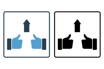 Poster - thumbs up Icon related to Feedback and Review. suitable for web site, app, user interfaces, printable etc. Solid icon style. Simple vector design editable