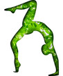 Yoga postures with green leaf print, nature effect.
This image is part of a set of 50 yoga poses perfect for creating beautiful designs, for your website, social networks, products, etc.