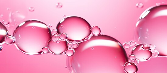 Canvas Print - Closeup of pink gel droplets Moisturizing cosmetic product for the face or body