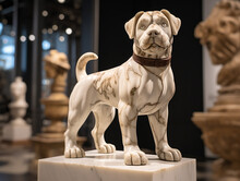 A Marble Statue Of A Dog