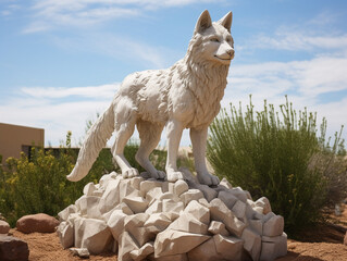 Sticker - a marble statue of a coyote