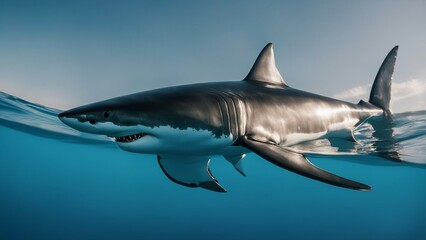 Wall Mural - shark in the sea The great white shark in the big blue