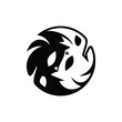 Two Rhino Yin Yang Face Modern Logo Design Illustration, element graphic illustration template