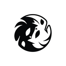 Two Rhino Yin Yang Face Modern Logo Design Illustration, Element Graphic Illustration Template