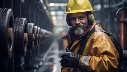 Wall Mural - Industrial Worker Operating Machinery