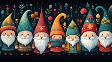 Colorful Pattern Of Christmas Gnomes Background