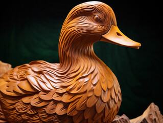 Wall Mural - A Detailed Wood Carving of a Duck