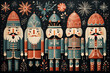 Nutcrackers colorful fireworks background