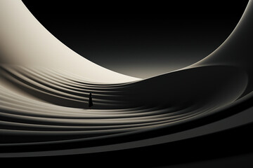 Wall Mural - A striking black and white abstract photograph featuring the silhouette of a human figure. Ai generated