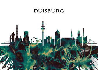 Wall Mural - Duisburg Skyline. Cityscape Skyscraper Buildings Landscape City Downtown Abstract Landmarks Travel Business Building View Corporate Background Modern Art Architecture 