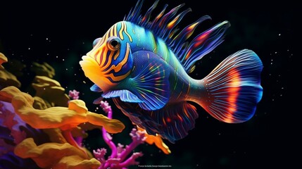 Colorful tropical fish life in the coral reef animals.Generative AI