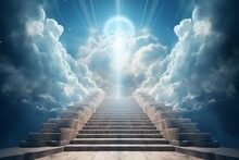 Stairway To Heaven. Religious Concept With Selective Focus And Copy Space