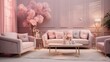 the latest fashion home trends in an ultra modern elegant interior of a cozy studio in soft pastel colors. close-ups of a stylish living area with golden elements 8k,