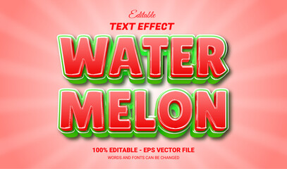 Canvas Print - water melon editable text effect