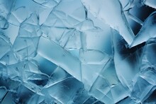 Detailed Close-up Of Fractured Ice Shards Texture Cool Blue Background, Ideal For Cold Themes