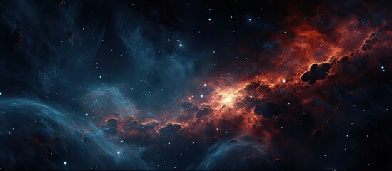 Wall Mural - a galaxy located at a great distance contains a nebula formed by stars dust and gas components of th