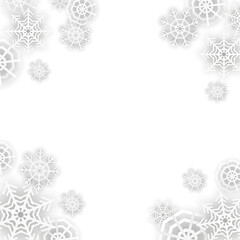 Wall Mural - paper cut style white snowflakes frame on transparent background