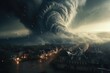 Dramatic thunderstorm tornado in Europe. natural disasters. destruction of cities by nature. disasters in the world.