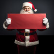© J S - Santa Claus holding a big red empty blank sign for Christmas discount