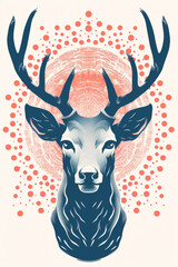 Wall Mural - Abstract trendy portrait of a festive reindeer. Simple flat illustration design