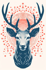 Poster - Abstract trendy portrait of a festive reindeer. Simple flat illustration design