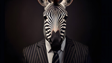 Wall Mural - Portrait of Zebra in a business suit,