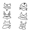 © Supatsara - Hand drawn woman swimsuits in different designs on a white background